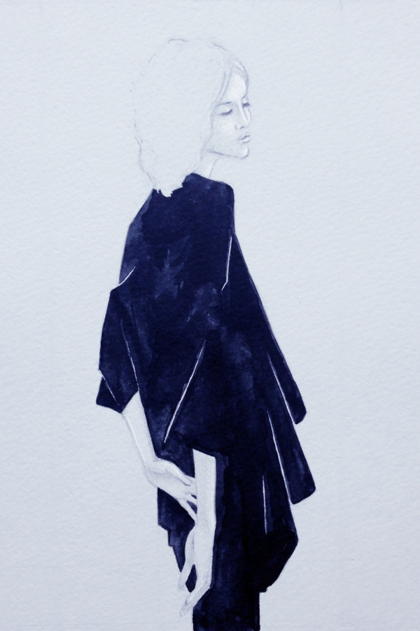 Fashion illustration in pencil and ink