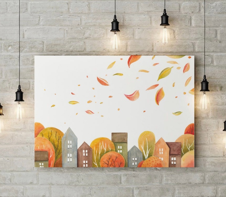 Fall city landscape instant download