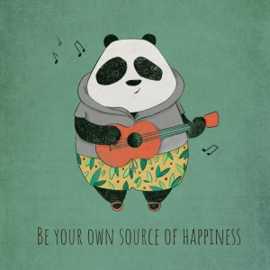 Cute panda playing ukulele